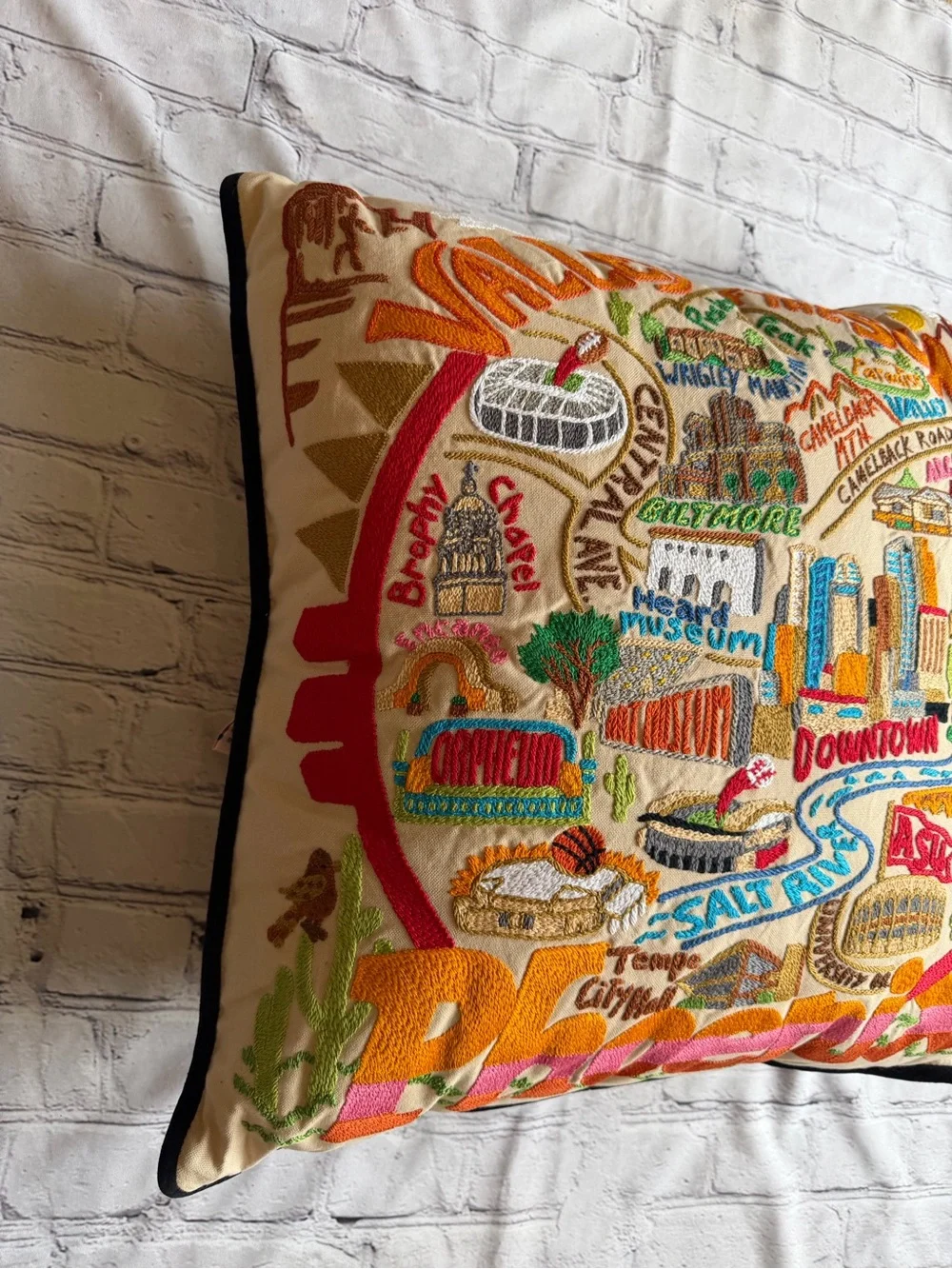 Cat Studio Embroidered Travel Gift Pillow Throw Decorative Destination Phoenix v